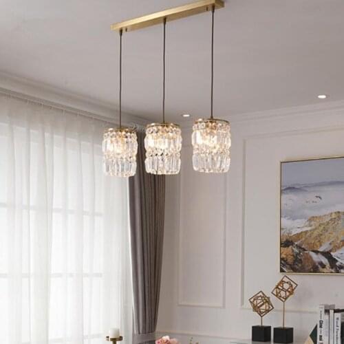 American Style Bedroom Bedside Copper Crystal Chandelier Creative Parlor Restaurant Bar Aisle Light Fixtures