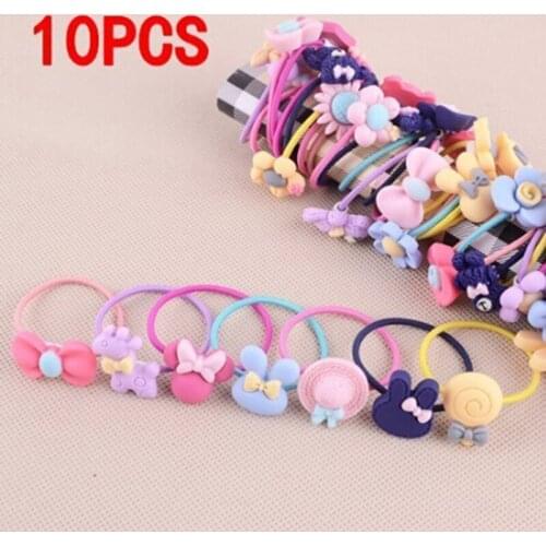 10pcs Cute flower Princess Headwear Elastic Hair Bands Girls Mini Headdress Tie Gum Ropes Hair Accessories