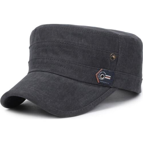 Men and women couples solid color military caps high-end old sun hat South Korea spring and summer new flat-top hats