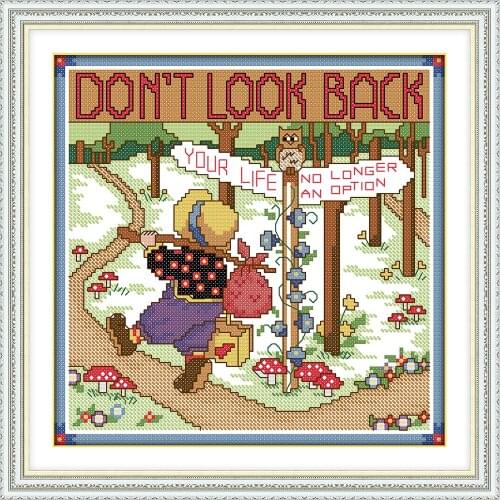 Don't turn back cross stitch kit aida 14ct 11ct count printed canvas stitches embroidery DIY handmade needlework