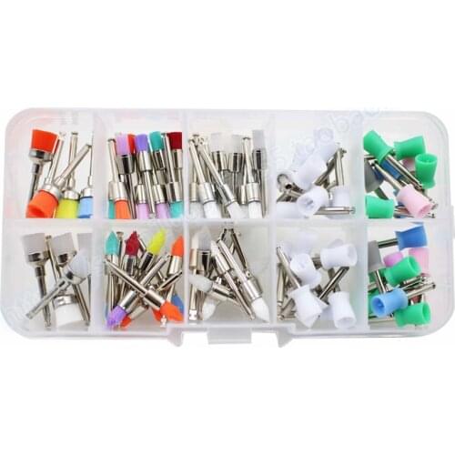 90pcs/box Dental Polishing Cup Set White Color Flat Sharp Bowl Shape Head Dental Contra Angle Low Speed Polishing Brush Polisher