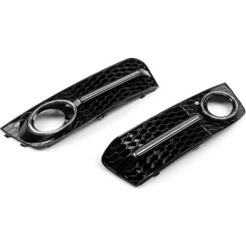 Reliable L/R Fog Light Grille Honeycomb Bezel with Bright Strips 8KD807681C 8KD807682C for Audi A4 B8 09-12/S4 Car Accessories
