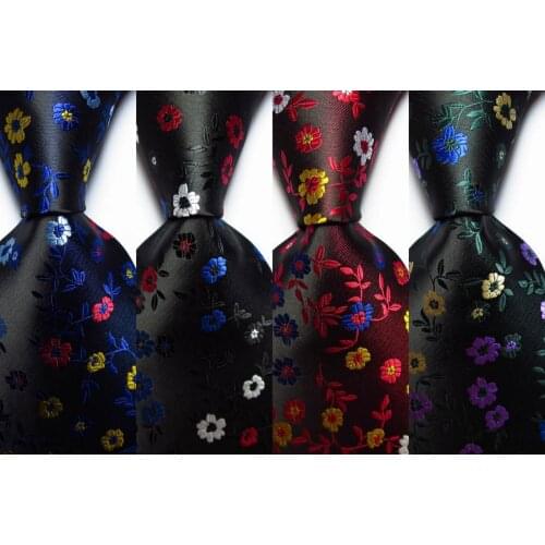 New Fashion Floral Tie Mens 9cm Silk Necktie Set Blue Red Black Green JACQUARD WOVEN 100% Silk Mens Tie Necktie