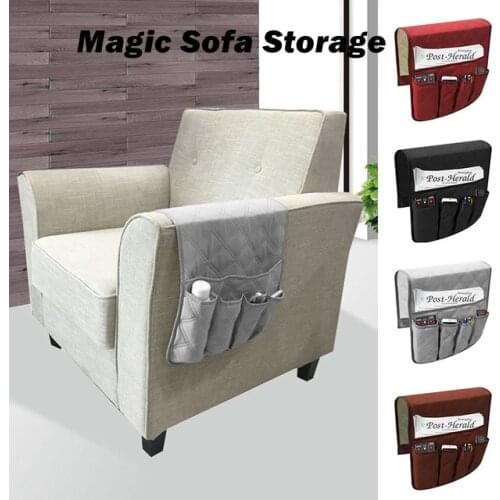 Sofa Storage Bag Couch Hanging Magic Organizer Armrest Cover for Book Magazine Keys Remote Control Waterproof Non-slip 5 Pocket