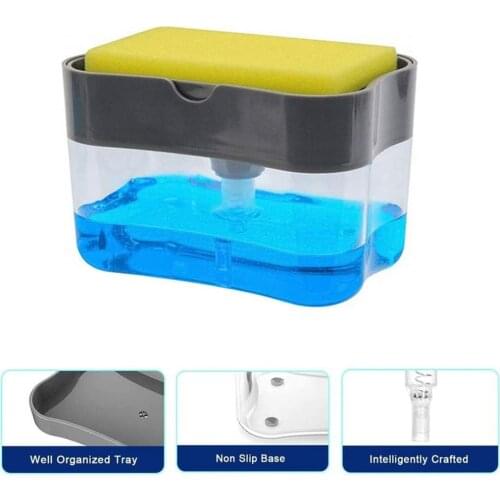 Kitchen Essentials Dishwashing Brush Pot Artifact Press the Liquid Box Sponge Block with Strong Water Absorption