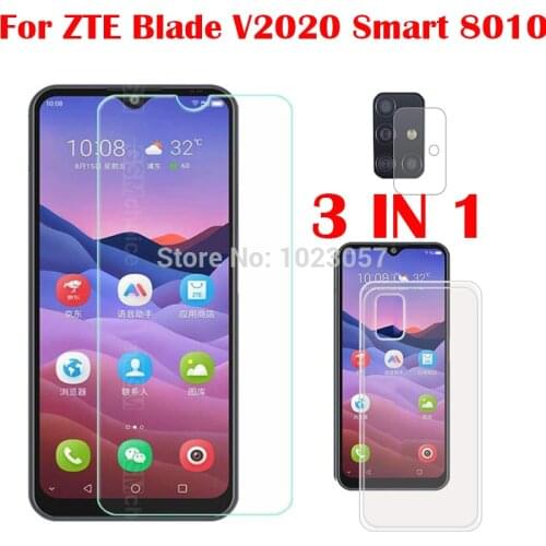 3-in-1 Glass Case For ZTE Blade V2020 Smart 8010 Case Soft Clear Shockproof Phone Cover For ZTE Blade V2020 Smart 8010 Case