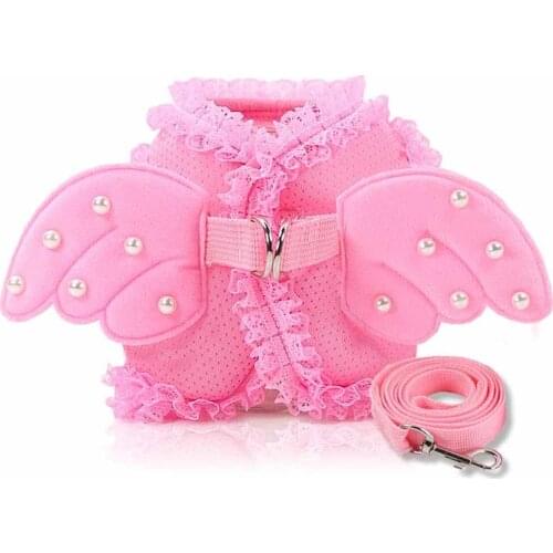 Cloth Teddy Pearl Angel Harness Vest Collar Dog Chest Strap Leash Pet Supplies Pure Color Lace Edge Dream Wind Traction Belt