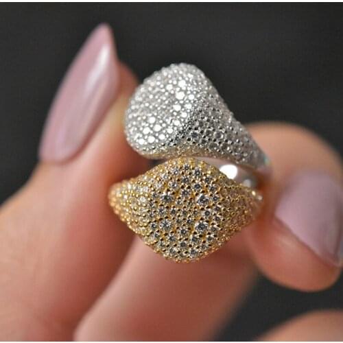 Bold Statement 925 Sterling Silver White Gold Plated Created Ful Moissanitel Wedding Rings For Women Men Party Fine Jewelry