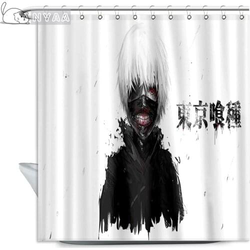 NYAA Tokyo Ghoul Anime Shower Curtain 3D Waterproof Polyester Fabric Bath Curtain With 12 Hooks For The Bathroom