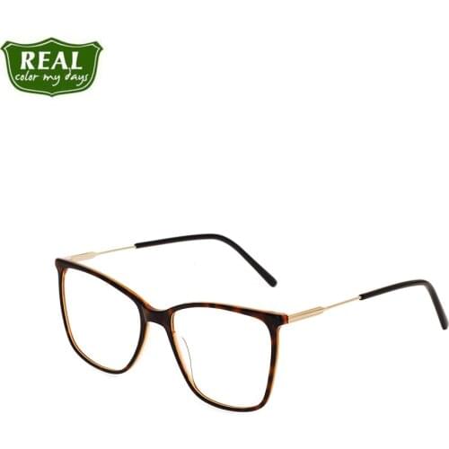 REAL Multicolor Acetate Women Glasses Frame Metal Foot Silk Brand Designer Eyeglasses Prescription Optical Myopia Frame Eyewear
