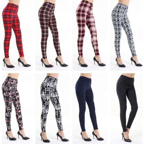 Women Striped Check Print Leggings MX0069