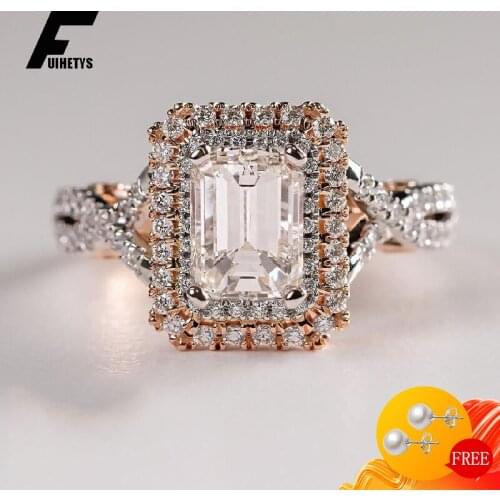 Fashion 925 Silver Jewelry Ring for Women Inlaid Cubic Zirconia Gemstone Finger Ring Accessories Female Wedding Engagement Party