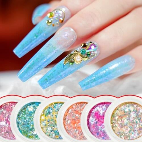 1Jar Mermaid Opal YunJin Powder Nail Glitter Aurora Flakes Nail Design Manicure Mirror Neon Pigment Cloud Brocade Powder Powder