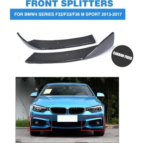 1Pair Carbon Fiber Front Bumper Splitters Lip Flaps Cupwings for BMW 4 Series F32 435i M Sport Coupe 2-Door 2013-2017