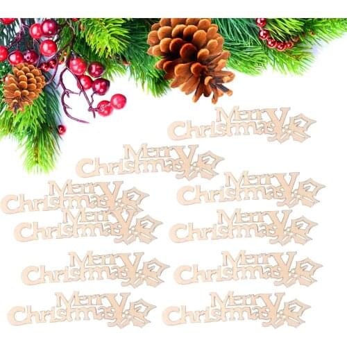Merry Christmas Natural Wood Christmas Pattern Craft Accessories Scrapbooking For Handmade Sewing Home Decoration DIY 10pcs