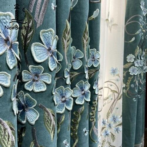 2021 Simple Curtains for Living Dining Room Bedroom European and American Style Light Luxury Embossed Embroidered Shading