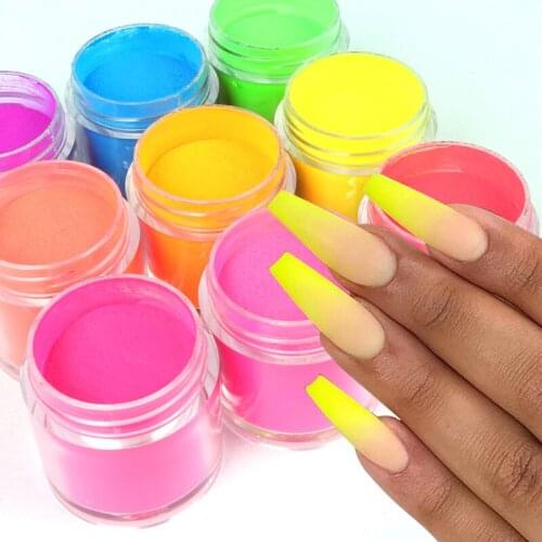 5g Acrylic Powder Neon Pigment Crystal Powders For Nail Polish Nail Art Decorations Professional Nail Accessory RIKONKA