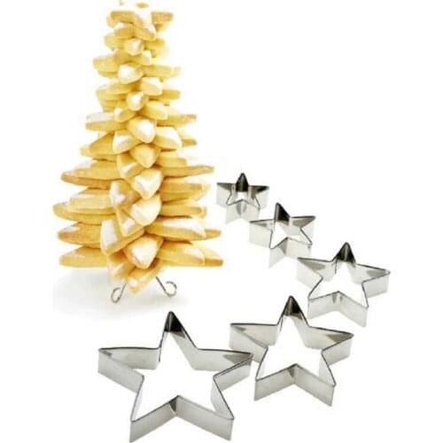 9PCS/ Set Stars Christmas Tree Stainless Steel Cake Decorating Tools Moulds Cookie Cutter Fondant Icing Mold Diy Baking Tools