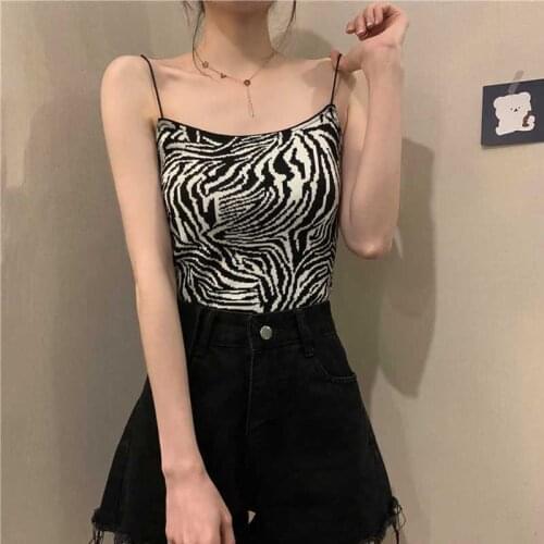 Zebra Pattern Womens Tube Top Backless Party Sexy Short KnittingTops Fashion Summer Camis Tops Chic Vintage Crop Tops Harajuku