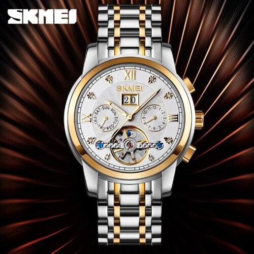 Top Brand Automatic Watch Mens Mechanical Watches Luxury Date Month Display Clock Stainless Steel Fashion Business Wristwatch