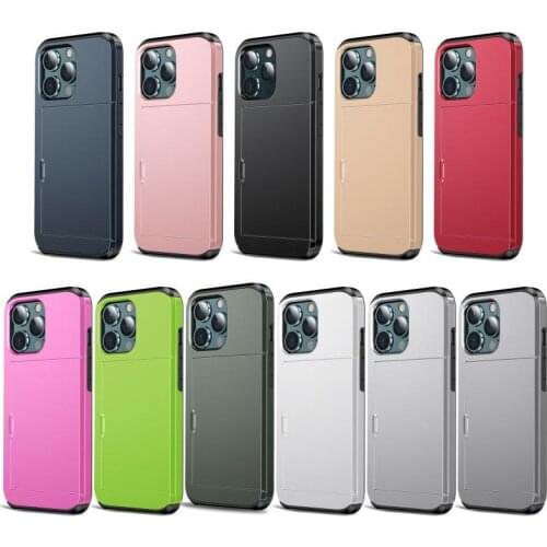 TPU Phone Case With Slide Card Slots Holder Cover For Apple IPhone 12 11 Pro ProMax 12 Mini XR XS XS Max X 8 7 6 6S Plus SE