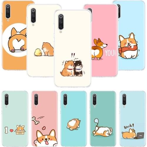 Cute Corgi cartoon Dog Phone Case For Xiaomi Redmi Note 10 9 8 Pro 9S 8 8T 7 6 5 6A 7A 8A 9A 9C 4X S2 K20 K30 Art Cover Coque