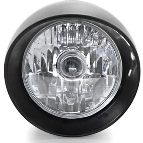 Black 6 3/4" Motorcycle Chrome Bullet Headlight + Bracket Mount Adapter Holder for Harley Chopper Touring Cruiser Custom