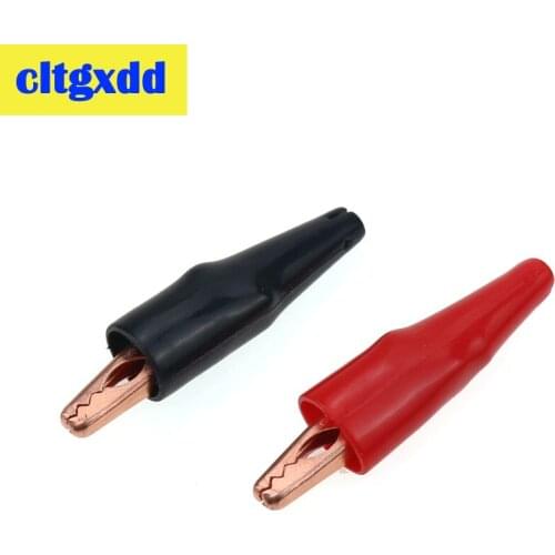 Cltgxdd 5pcs 28MM Small Copper Metal Alligator Clip Crocodile Electrical Clamp Testing Conductive clip Black Red Plastic Boot