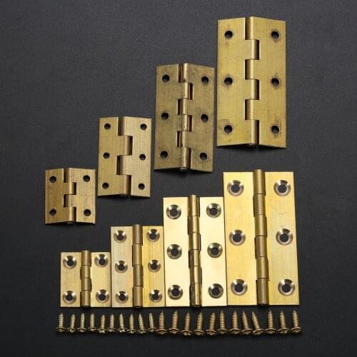 2pcs 1/1.5/2/2.5 inch Door Hinges Wooden Jewelry Box Hinge Brass Decorative Cabinet Hinge Furniture Fittings with Screws