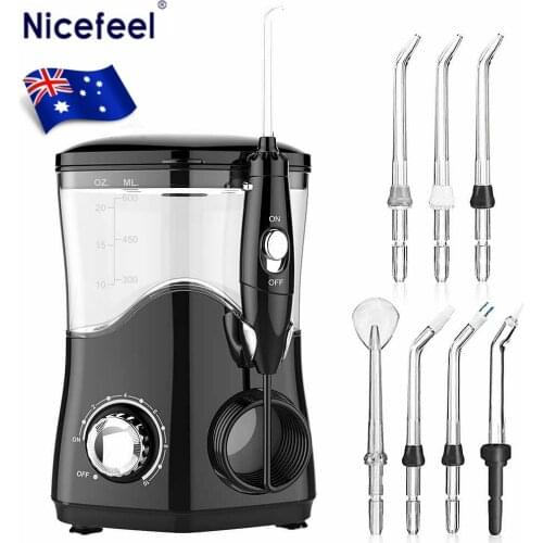 Nicefeel 600ml Electric Oral Irrigator Teeth Cleaner Care Dental Flosser 10 level Adjustable SPA Water Flosser + 7 Pcs Jet Tips