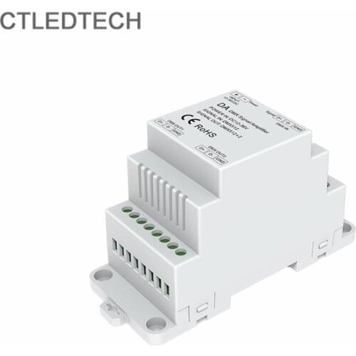 Hot sale DA DIN Rail DMX512 signal amplifier extend the transmission distance 2 channels with photoelectric isolation