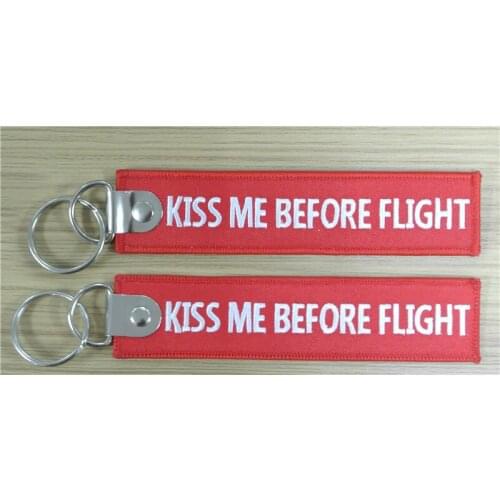 Ideal for Ornaments or Promotion Kiss Me Before Flight Bothside Embroidery Luggage Keytags Key Tag 139x31mm 100pcs lot