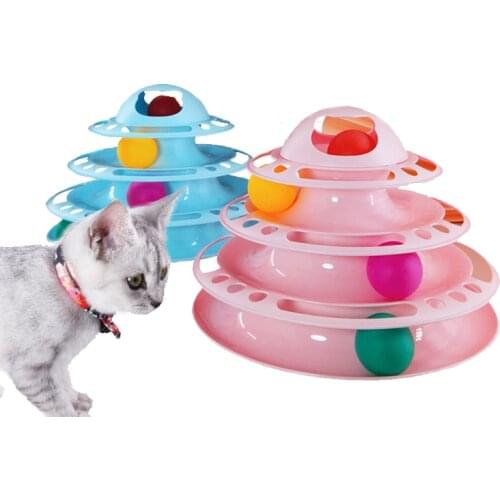 Cat Toy Carousel Four-Layer Fun Detachable Three Colors Available Built-In Ball Can Be Played with Other Toys Plastic Material