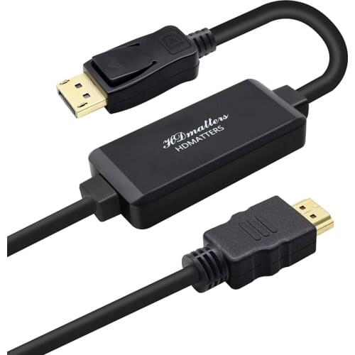 Active 4K HDMI to Displayport 1.2 converter adapter cable 1.8m HDMI in DP out for PS5 PS4 PC Apple TV DVD to DP monitor