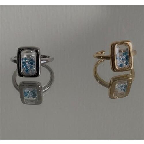 Retro Gemstone Mood Ring Ocean Diamonds Brass Real Gold Plated Simple Frosty Couple Jewelry Accessories