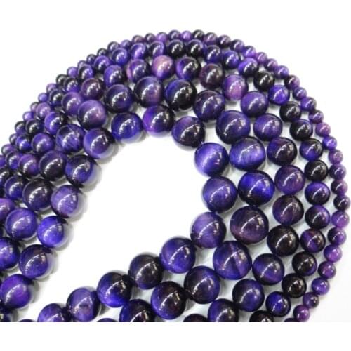 Wholesale Natural Stone Beads Purple Tiger Eye Beads Round Loose Beads 6 8 10 12mm Fit DIY Bracelet&Necklace Jewelry Making