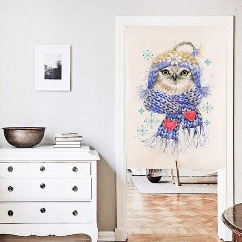 The owl print Kitchen Door Curtain Free Shipping! Linen Cotton Fabric Width 85cm,Length 90cm/120cm,Short Curtains For Kitchen