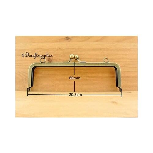 Metal purse frame glue on clasp clip anti brass 8 inch X 3 inch D58
