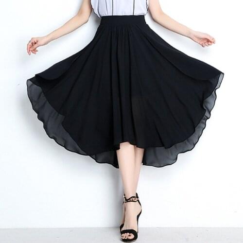 Plus size M- 6XL 7XL Asymmetrical skirt big size candy color girls party skirts,sexy brand long chiffon skirts white black red