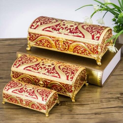 New! 3 Sizes Luxury Wedding Gift Box Metal Jewelry Case Zinc-alloy Trinket boxes Flower Carved Gift Package