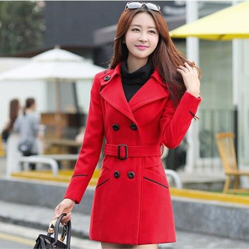 New Style Women Woolen Coat Outerwear Winter Clothing Slim Warm Woolen Blends Outwear Female Elegant Double Breasted Woolen Coat