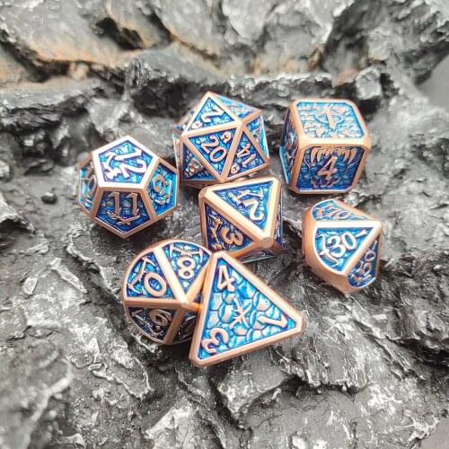 New Style 7 Pcs Galaxy Metal D&D Dice, Metal DND Dice, Polyhedral Metal Dice Set, for Role Playing Game MTG Pathfinder