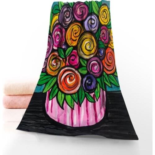 Rose Painting Towel Printed Cotton Face/Bath Towels Microfiber Fabric For Kids Men Women Shower Towels 70X140cm