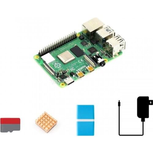 Raspberry Pi 4 Model B Starter Kit, Essential Parts with Heat Sink Power Supply