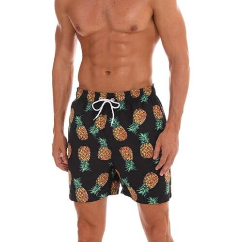Pineapple print swimwear men summer beach board shorts surf swimming trunks liner men swimsuits sunga bathing suits quick dry