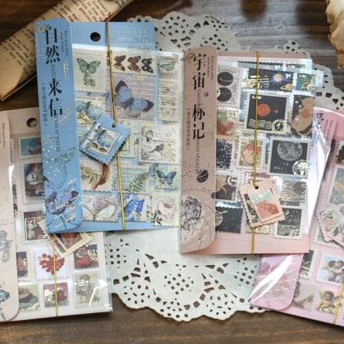 Mengtai Retro Post Office Series Decorative Stickers Scrapbooking Label Diary Stationery Album Vintage stamp Journal Planner