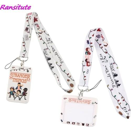 Ransitute R2000 TV Stranger Things Lanyard Credit Card ID Holder Badge Student Women Travel Bank Bus Business Card Cover Badge