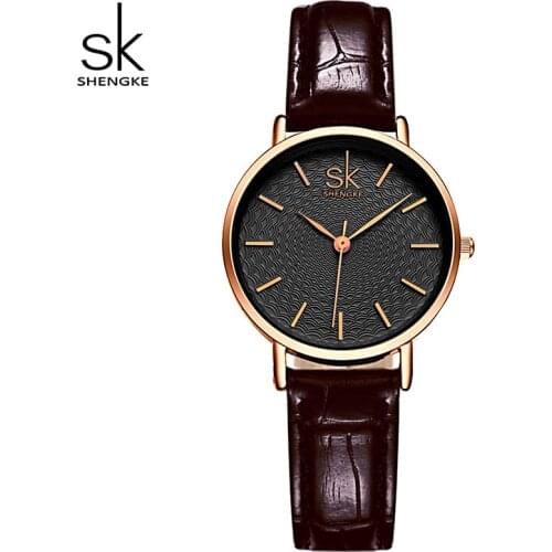 SK Brand Classic Black Women Watches Ladies Quartz Analog Clock Girl Casual Watch Womens Leather Wrist Watches Montre Femme