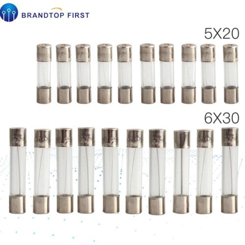 10pcs/lot One Sell 5*20mm 6*30mm Fast Blow Glass Tube Fuses 5x20 6x30 mm 250V 0.5 1 2 3 4 5 6 8 10 15 20 25 30 A AMP Fuse