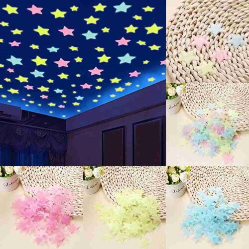 Luminous Moon Stars Stickers DIY PVC 3D Wall Stickers For Kids In Dark Decal Living Rooms Glow Wall Bedroom decoration